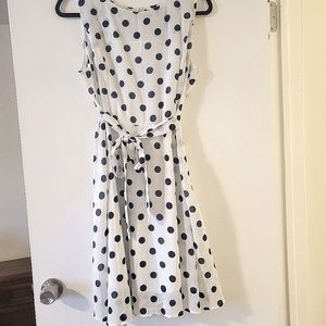 BNWT white and Navy blue polka dot sleeveless dress
